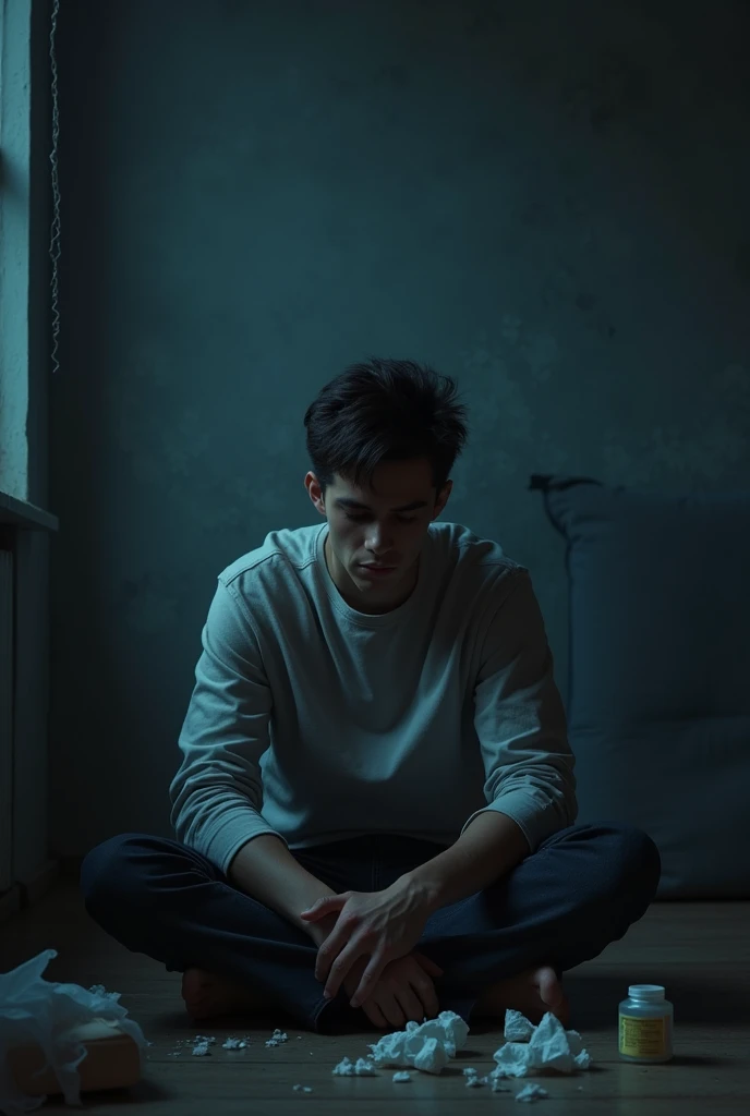 A young man suffering from depression 