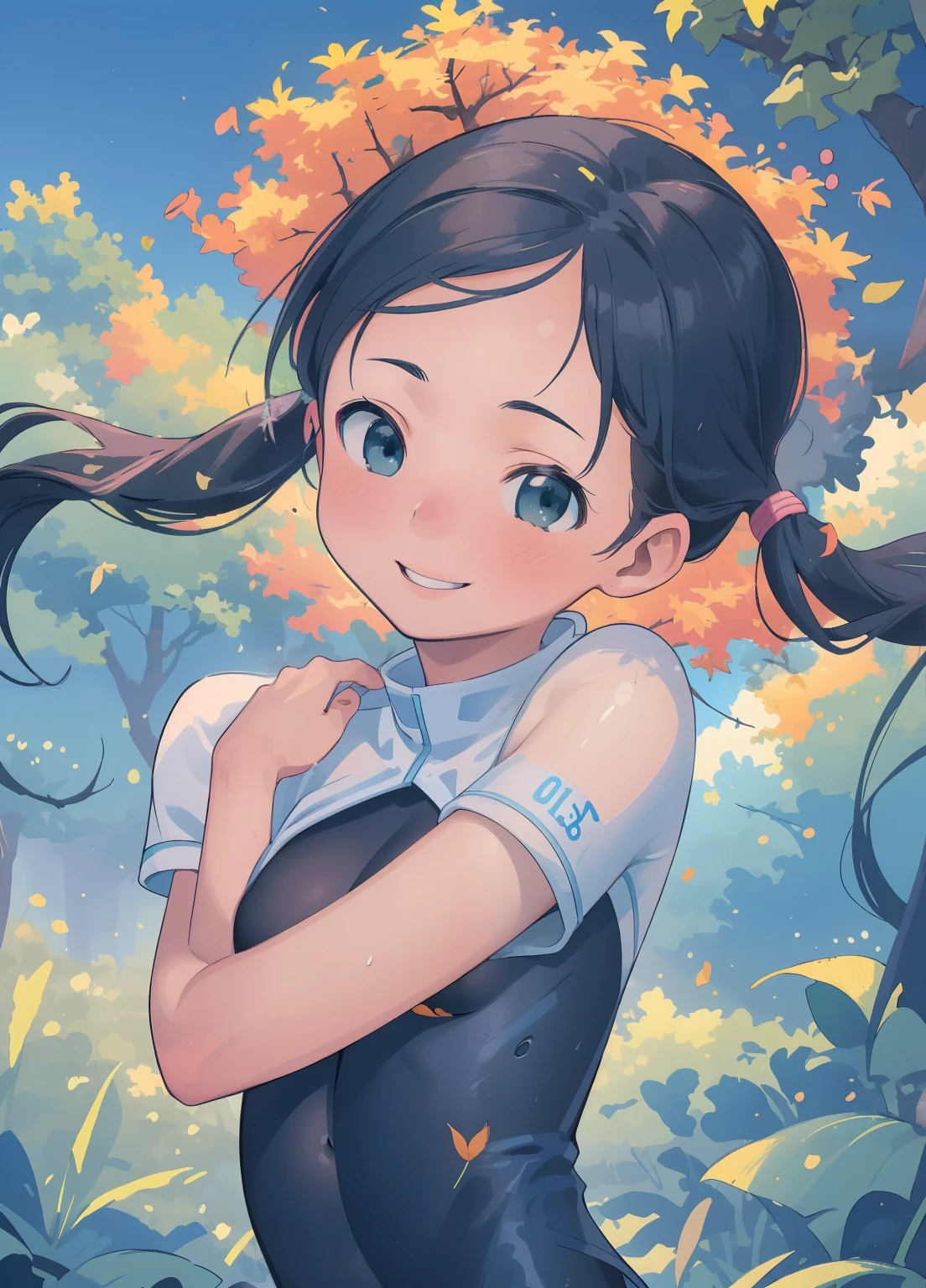 (masterpiece、Highest quality、Highest quality、Official Art、Beautiful and beautiful:1.2)、(One girl:1.3)Hatsune Miku、Twin tails,Beautiful breasts, Katsushika Hokusai,(Realistic), (Intricate details: 1.2), (Tabletop: 1.3), (Highest quality: 1.4), (Ultra high resolution A: 1.2), Ultra high resolution A, (Detailed eyes), (Detailed face), Dramatic lighting, Sharp focus, 1 Beautiful Girl,Beautiful Japanese Idols,(Sexy Road Bike Racing Uniform),Uniform with open chest,Teenage girl with perfect bike ride,In addition々Cowardly face, Beautiful Face, smile,Big Ass,Glossy Skin,Perfect hands,Beautiful legs,(Ride a road bike:1.2),Ginkgo tree with leaves,Autumn blue sky,(Leaves fall...),Dynamic Pose,Observe your audience,(Upper body:1.2),
