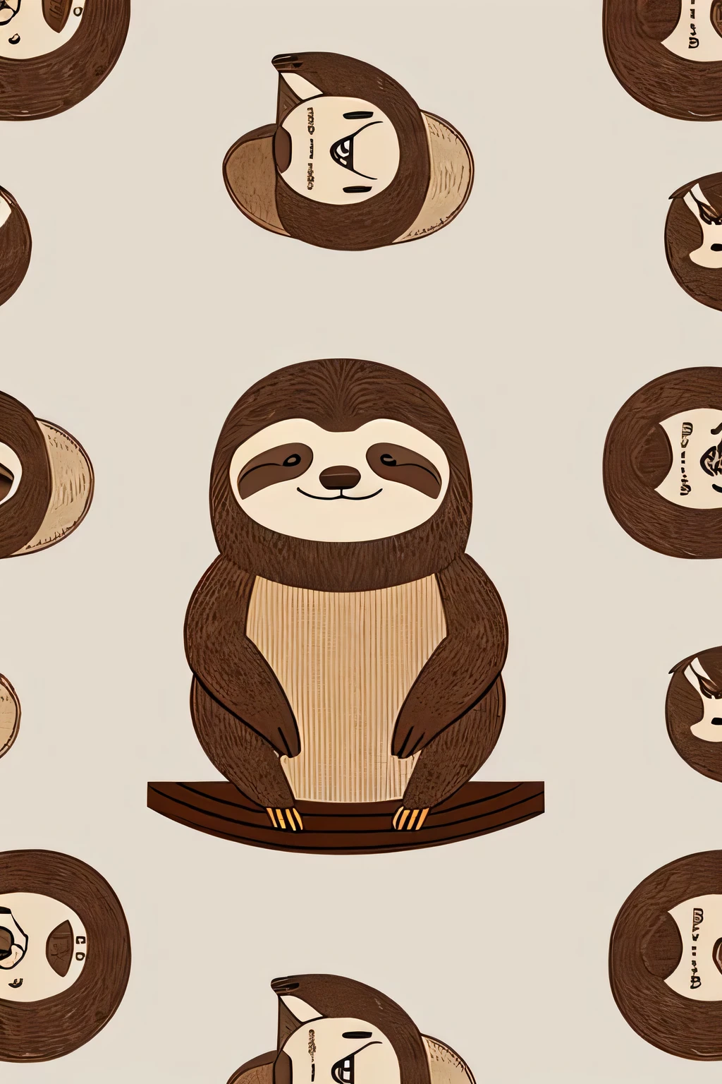 Design a cartoon sloth pattern with a height of 1920 and a width of 1080