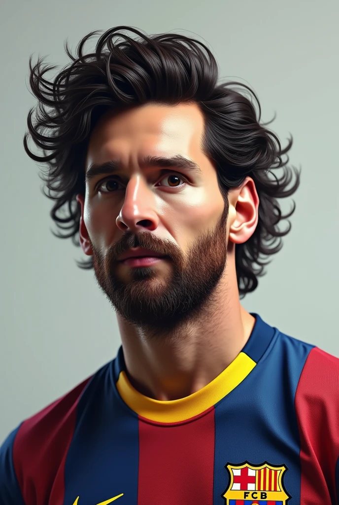 Messi with Ronaldo haircut 
