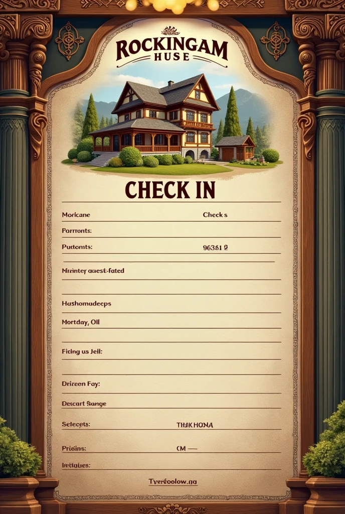 Reservation / check in form of guest house named Rockingam House Nathiagali