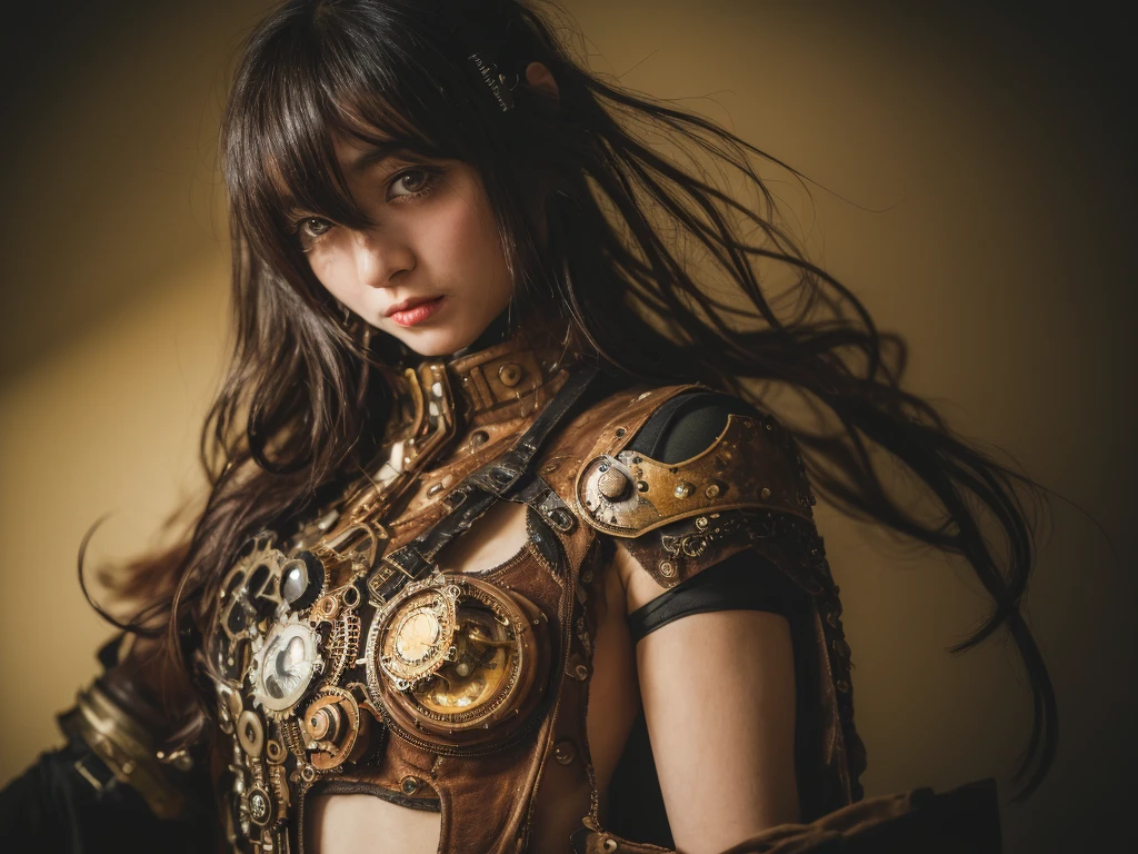 (16K, RAW Photos, Highest quality, High resolution, Absurd), High resolutionRAWカラー写真, Professional photography, Paper Cut, (Layered silhouette:1.2), Complex patterns, Delicate craftsmanship, Shadow play, Depth and Dimension, Creative Expression, (Realistic, Photorealistic:1.37), (1 girl, Japanese girl), Toned Up, Cinematic Light, bloom, burn, (Detailed painted face:1.2), (masterpiece:1.5), ((Highest quality, 8k, Tabletop: 1.3)), sharp: 1.2, Perfect Body Beauty: 1.4, Slim Abs: 1.2, ((Layered Hairstyles, Big Breasts: 1.2)), (((steampunkの衣装を着て写真を撮る女性, steampunkな衣装を着て, steampunkファンタジー style, (steampunk), ( steampunk ), steampunkの美しい女神, steampunkな美しいリアルな女性, steampunk Girl, steampunk style, steampunkファンタジー, steampunk, steampunkな発明家の女の子, ゴールデンsteampunk, steampunkの世界を舞台にした, 鮮やかなsteampunkのコンセプト))), Highly detailed face and skin texture, Detailed eyes, double eyelid, Long brown hair, Hands Behind Back, squat, ((Very small exposed panties)), ((expose one's cleavage))