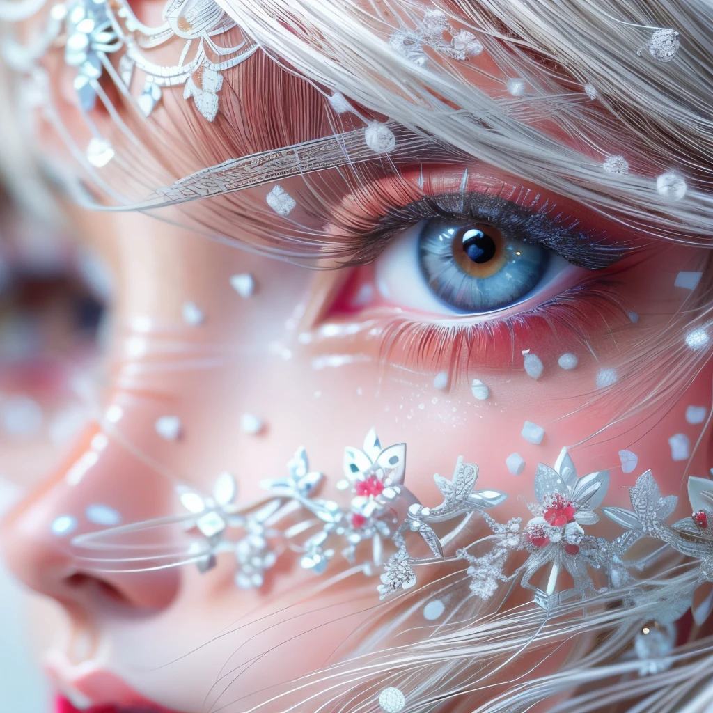 [Glossy RedLips with BeautifulDetails] in White,(extremely delicate and beautiful Girl:1.2), complex details, enlarged textures, complex details, finely detailed eyes and detailed face, intricate details, (Dynamic LifeLike Rendering), Perfect Reflective Eyes with (Sparkling Highlights:1.28), extremely detailed(Sweet Child), extremely realistic (TopQuality Masterpiece 8K UltraDetailed (ProfessionalPHOTO:1.37))(Acutance:0.8), Snow Particles, 
