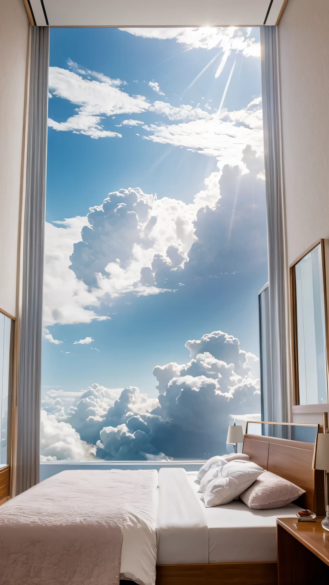High resolution,Lens reflection, masterpiece, best quality, detailed, girls bedroom, avatar, not of this world, bed of clouds