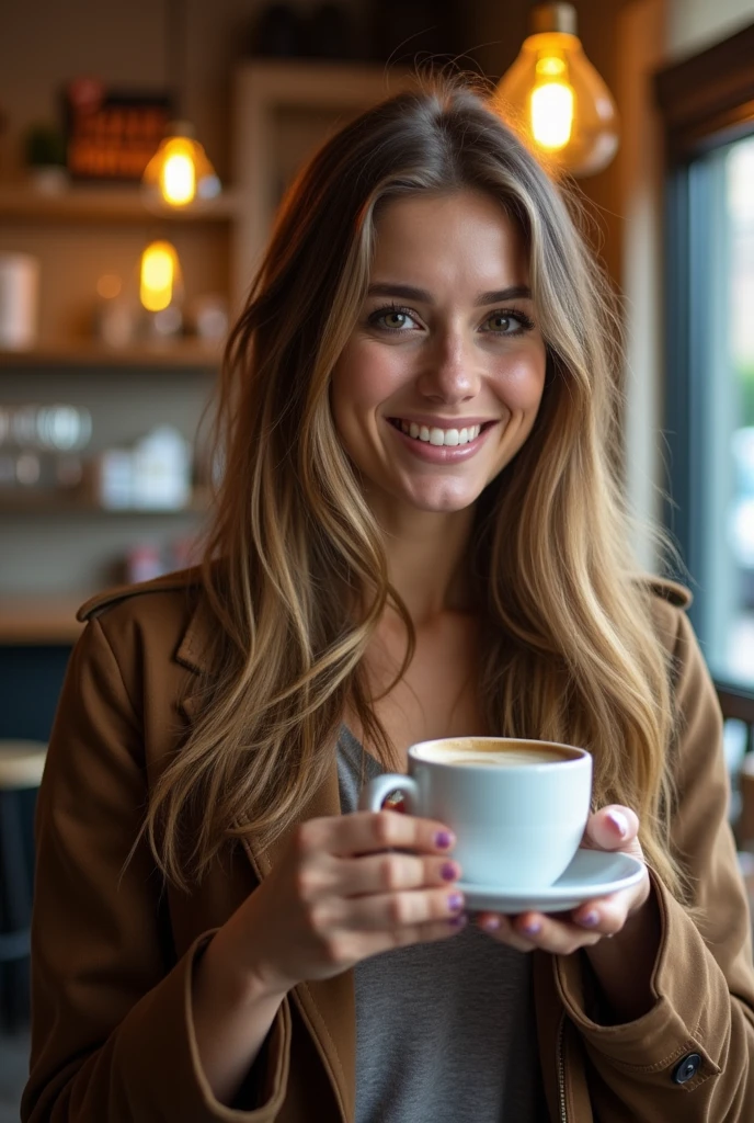 A woman in a coffee shop