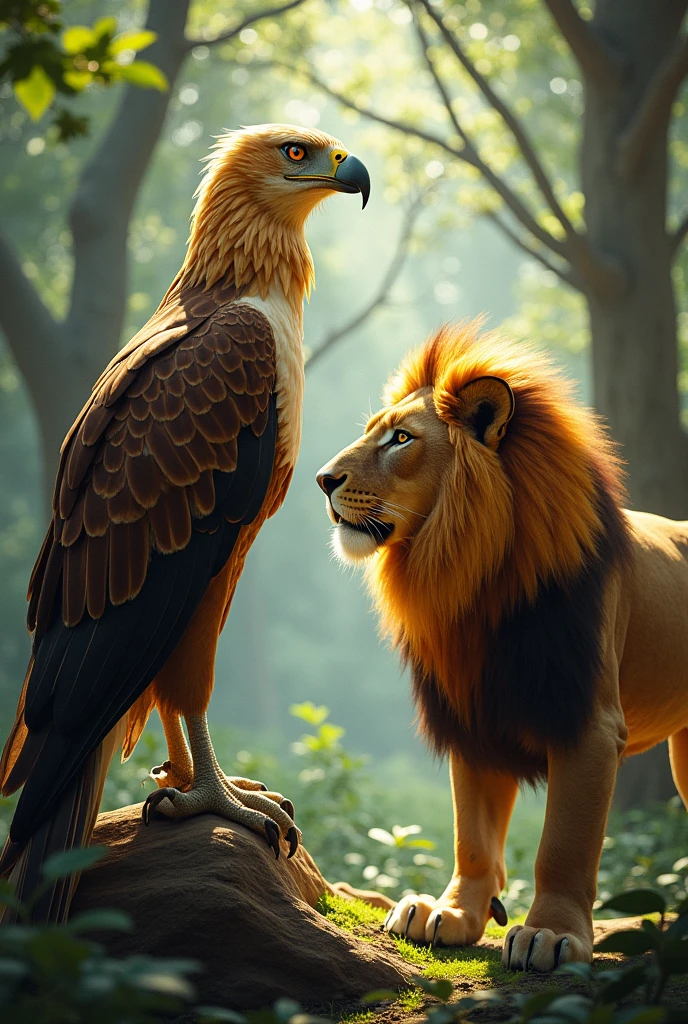 Philippine Eagle alongside Lion