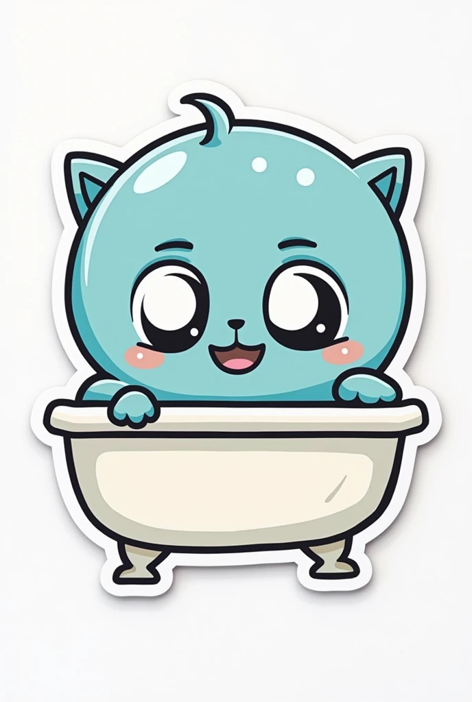 a cartoon sticker with text "I take a bath"