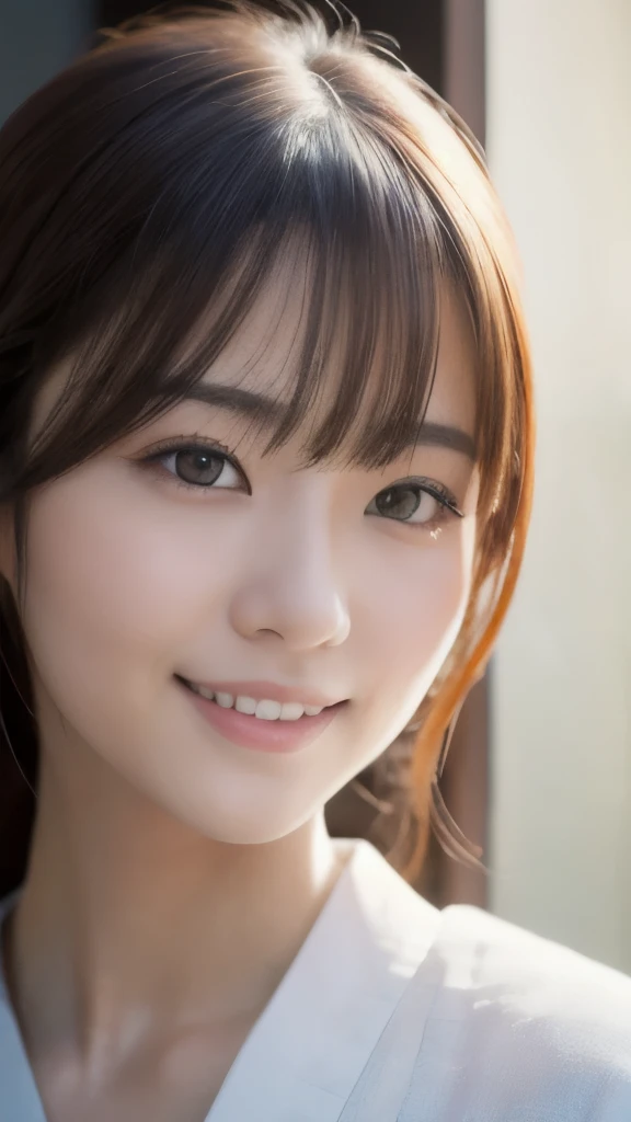 best quality, face focus, soft light, ultra high res, (photorealistic:1.4), RAW photo, Shinozaki Ai, white skin, kawaii,
1 Japanese girl, solo, cute, (smile), (pupil, lights in the eyes), detailed beautiful face, Medium-sized breasts,(high resolution detail of human skin texture),(long hair),(portrait), upper body, white traditional kimono, no makeup