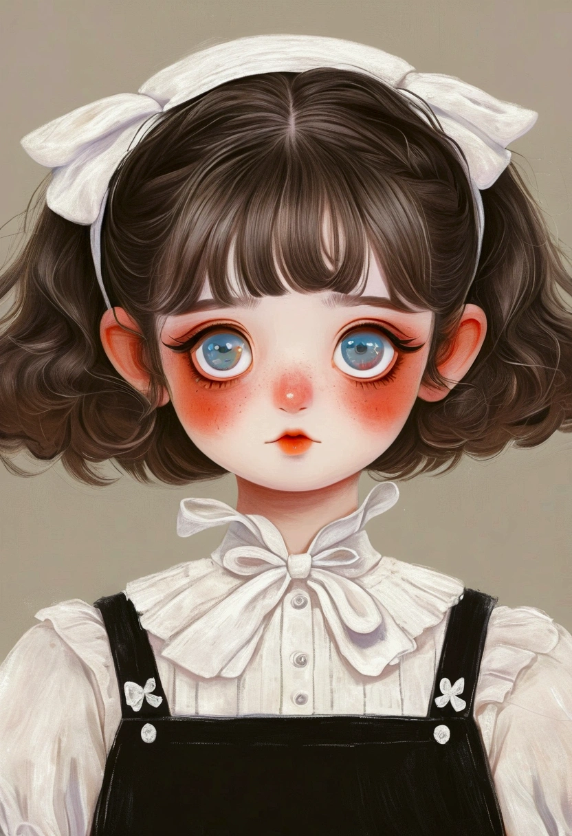 A painting，Pastel Art：*********** in black and white maid costume。big eyes，short hair，Lovely art style, Lovely and detailed digital art, Cute numbers艺术, Lovely artwork, Kawaii realistic portrait, Change, Cute numbers, Lovely portrait, Kasuga, Lovely characters, Cute, colorful and adorable
