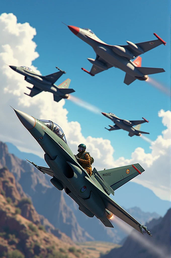 Animated image drawing of the Mexican military aviation 