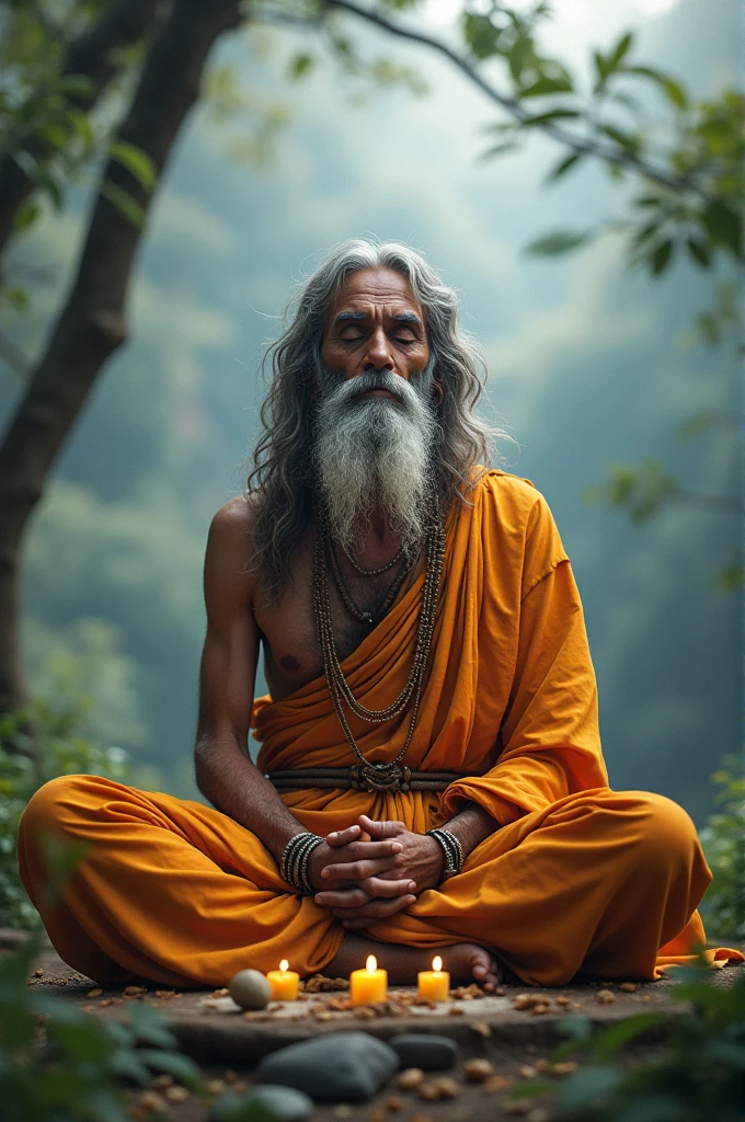 sadhu saint meditation while doing devotion 