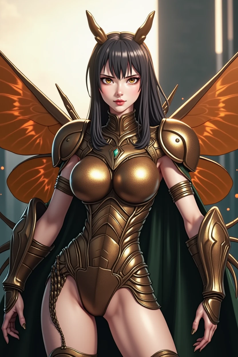 (high resolution,masterpiece,best quality,extremely detailed CG, anime, official art:1.4), realistic, photo, amazing fine details, all intricate, gloss and shiny,awesome many layers, 8k wall paper, 3d, sketch, kawaii, illustration,( solo:1.4), perfect female proportion,villainess, (fusion of dark brown cockroach and lady:1.4), (brown cockroach form lady:1.2), (brown cockroach lady:1.2), (fusion:1.2), (solo:1.4), (evil smile:1.2), muscular, abs, (cockroach brown exoskeleton bio insect suit:1.4), (cockroach brown exoskeleton bio insect armor:1.2), (brown transparency cockroach wing:1.4), (brown cockroach antennae:1.3),
