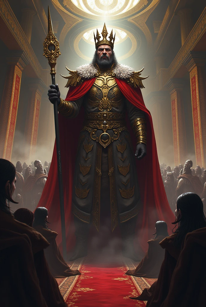 Make a pic of a most cruel king ever and the most powerful king too no one can defeat him