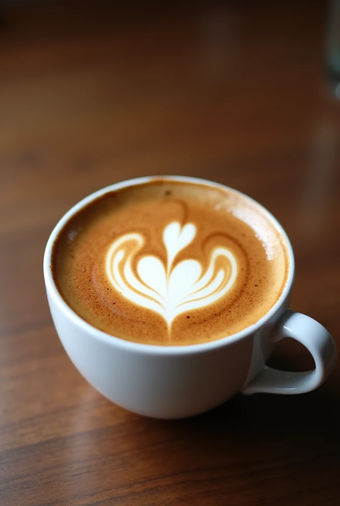 A cup of cappuccino coffee, the foam forms a letter that says "wine"