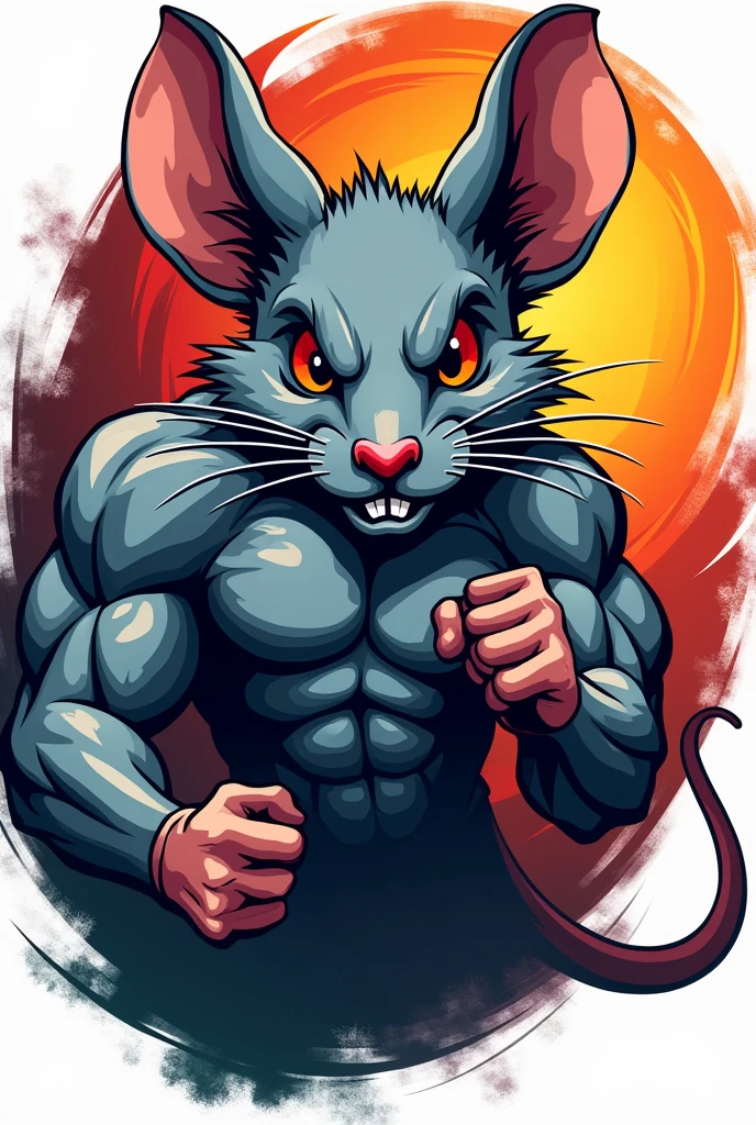 athletic logo with fan animal (strong mouse)