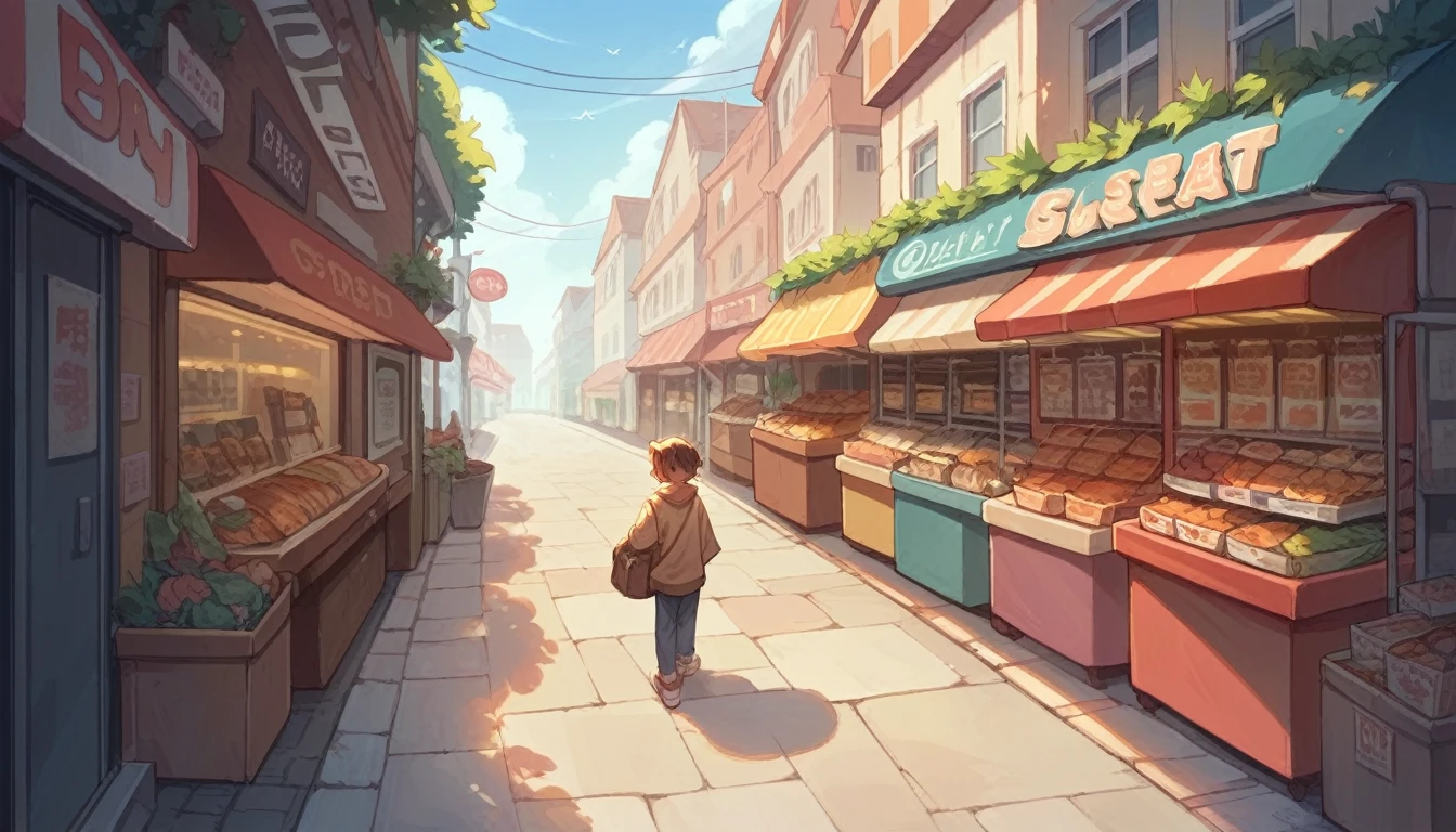 Streets filled with small shops, Main Street, There are no people