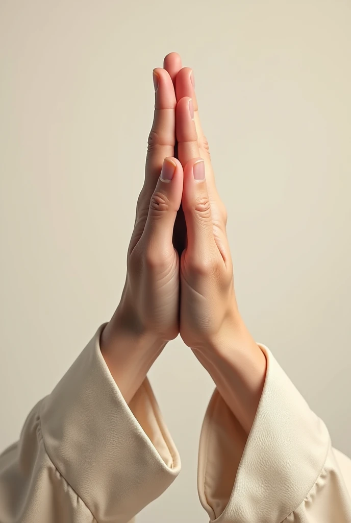 Hand positions forming traditional Chinese kung-fu greeting, left open hand over right fist.