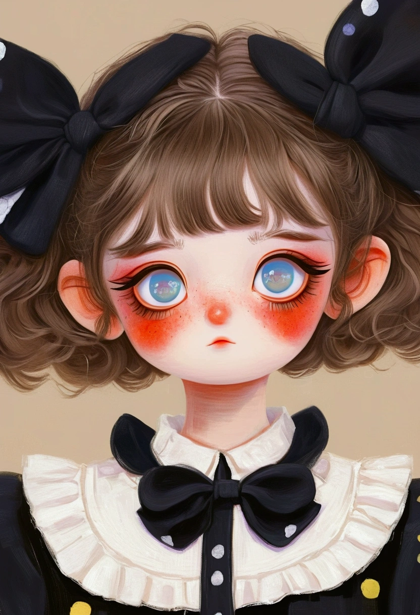 A painting，Pastel Art：Little girl in black and white maid costume。big eyes，short hair，Lovely art style, Lovely and detailed digital art, Cute numbers艺术, Lovely artwork, Kawaii realistic portrait, Change, Cute numbers, Lovely portrait, Kasuga, Lovely characters, Cute, colorful and adorable
