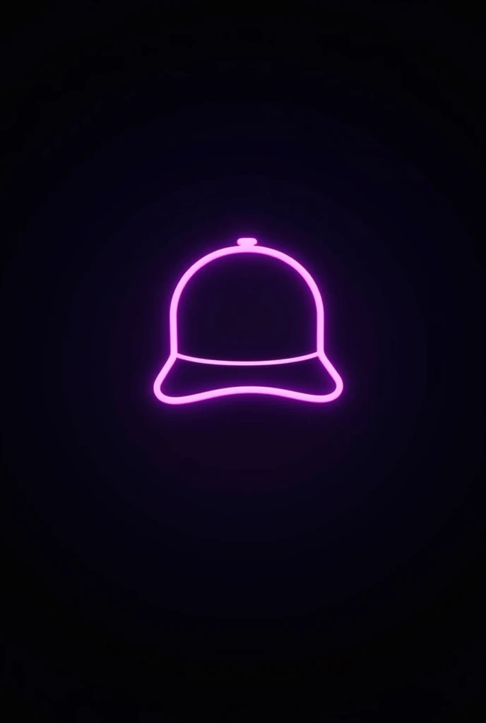 A logo with a black background, a neon purple frame and a cap in a minimalist style