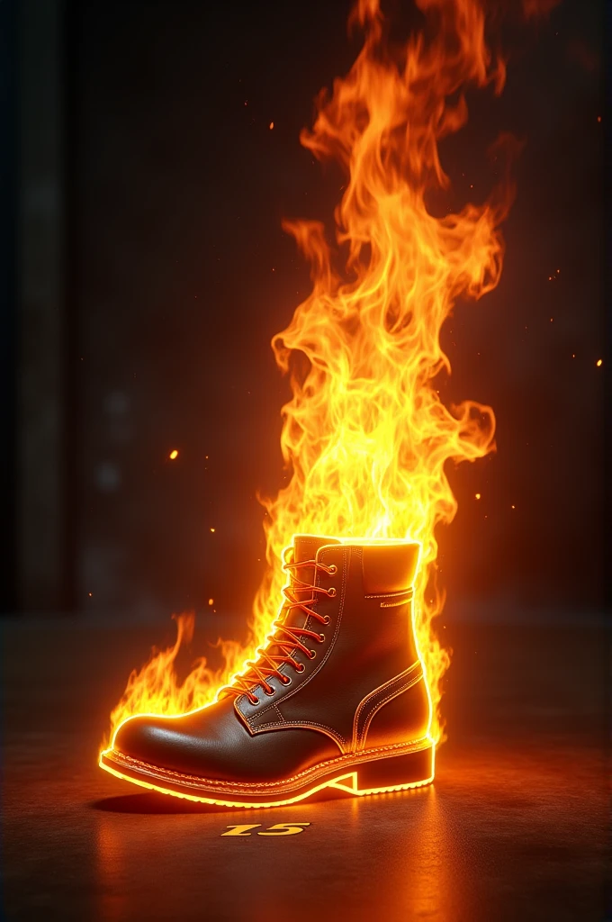 Flame on the boot with a number 15 underneath