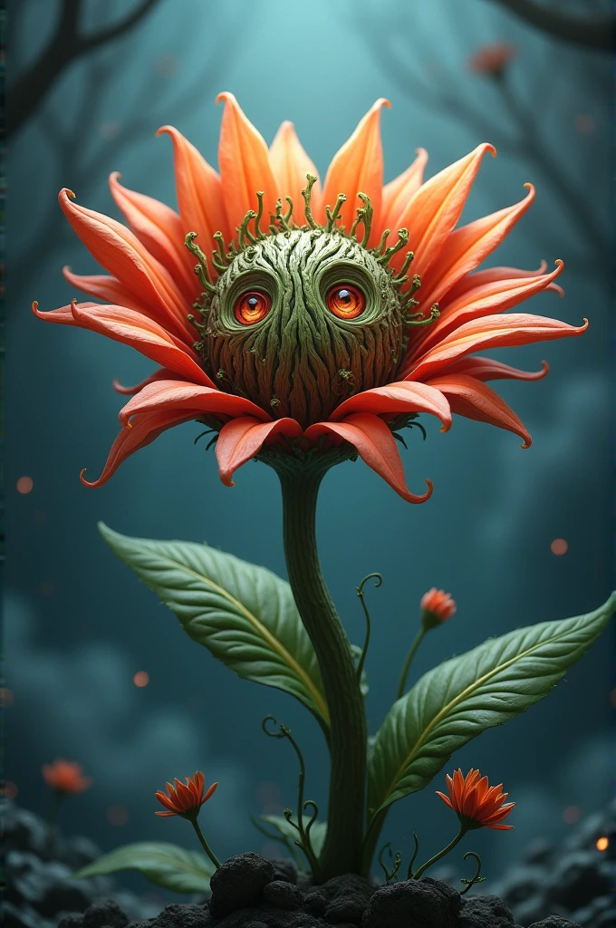 Flower with tree face