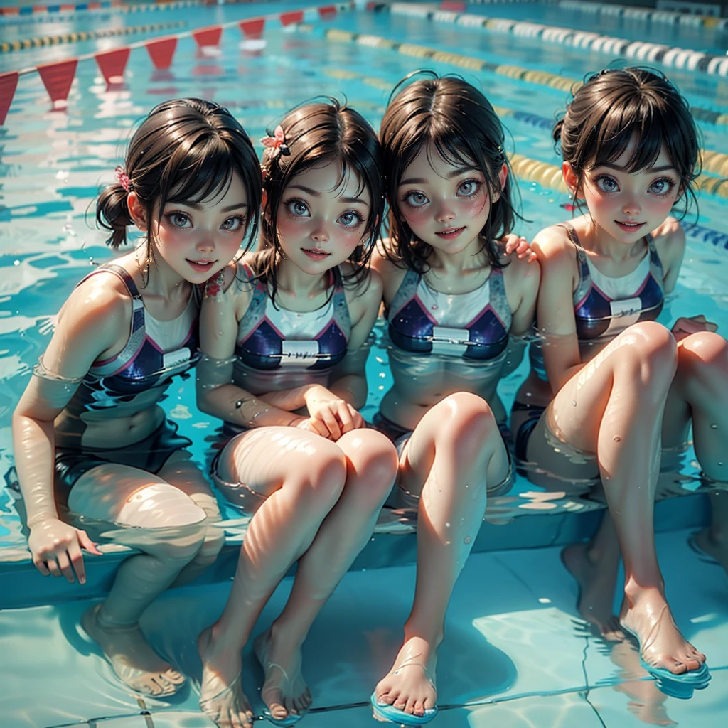 ExtremelyDetailed (((Swimming Team Kawaii Kids in a row:1.4))), Childish perfect face, Reflective Eyes, Detailed(Delicate Clothing textures), Corrected Leg to Foot Line, Corrected Perfect Hand, Dynamic Joyful Expressions LifeLike Rendering, ((Specular Reflection:1.28)), TopQuality 8K Ultra-detailed masterpiece (ProfessionalPhoto:1.37)(Acutance:0.8),(Luminism:1.22),