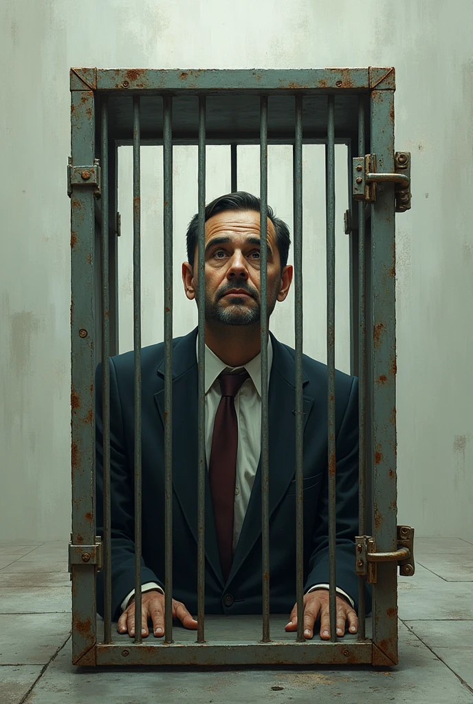 Catalan politician Salvador Illa trapped in a cage