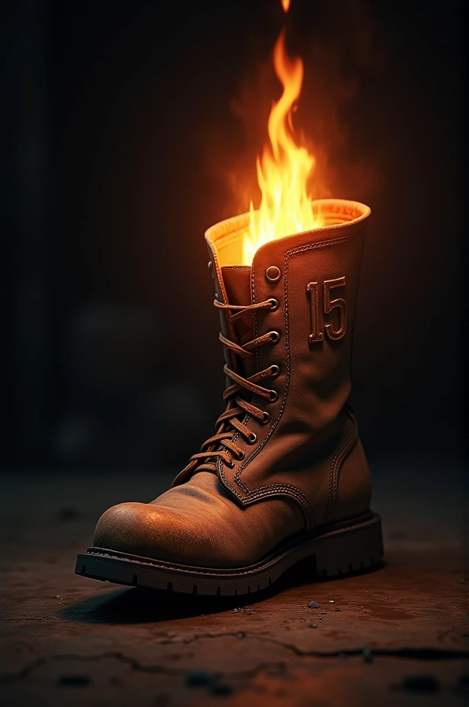 Flame in the boot with a 15 in the boot