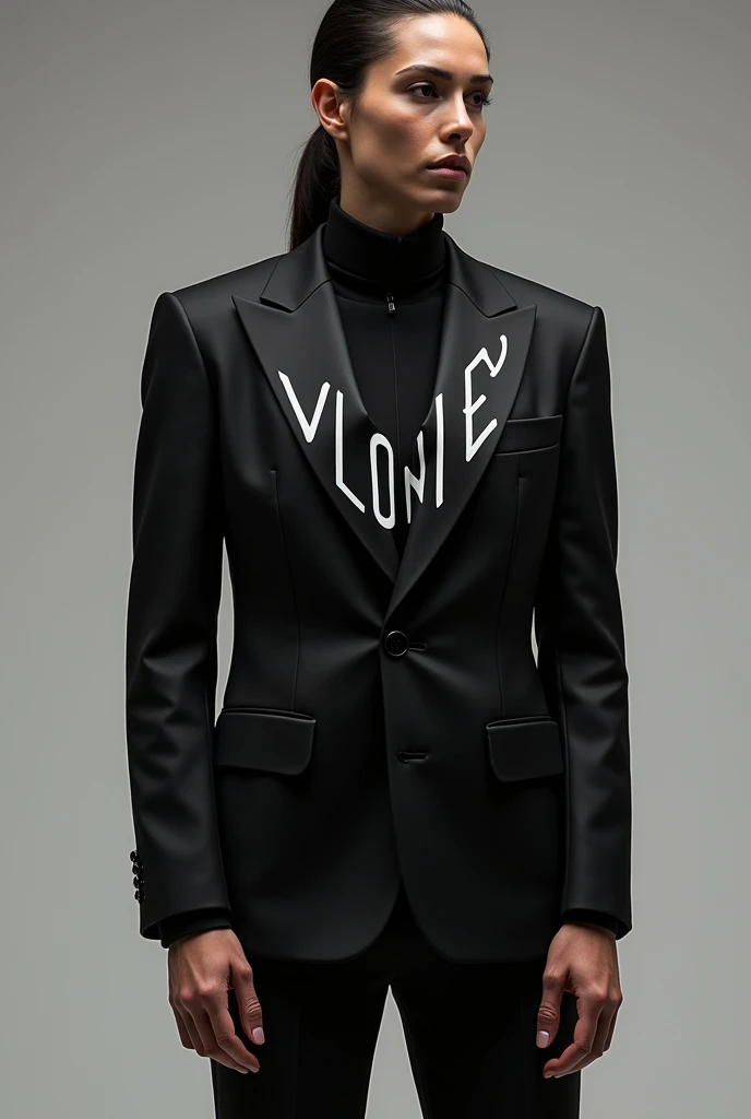 Make a suit with the vlone symbol in the middle of the Vlone brand suit , make vlone writing, Make a suit
