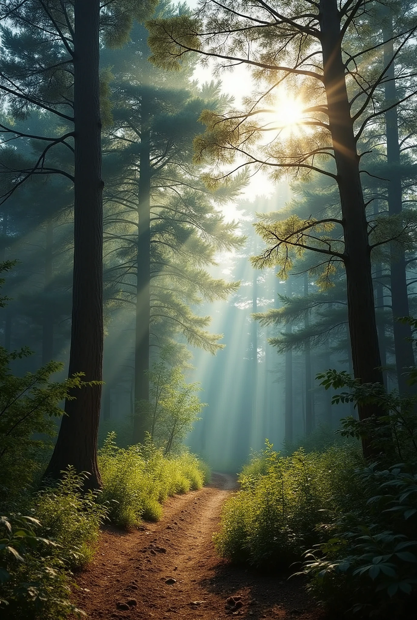 the forest trees in the background swaying in the wind