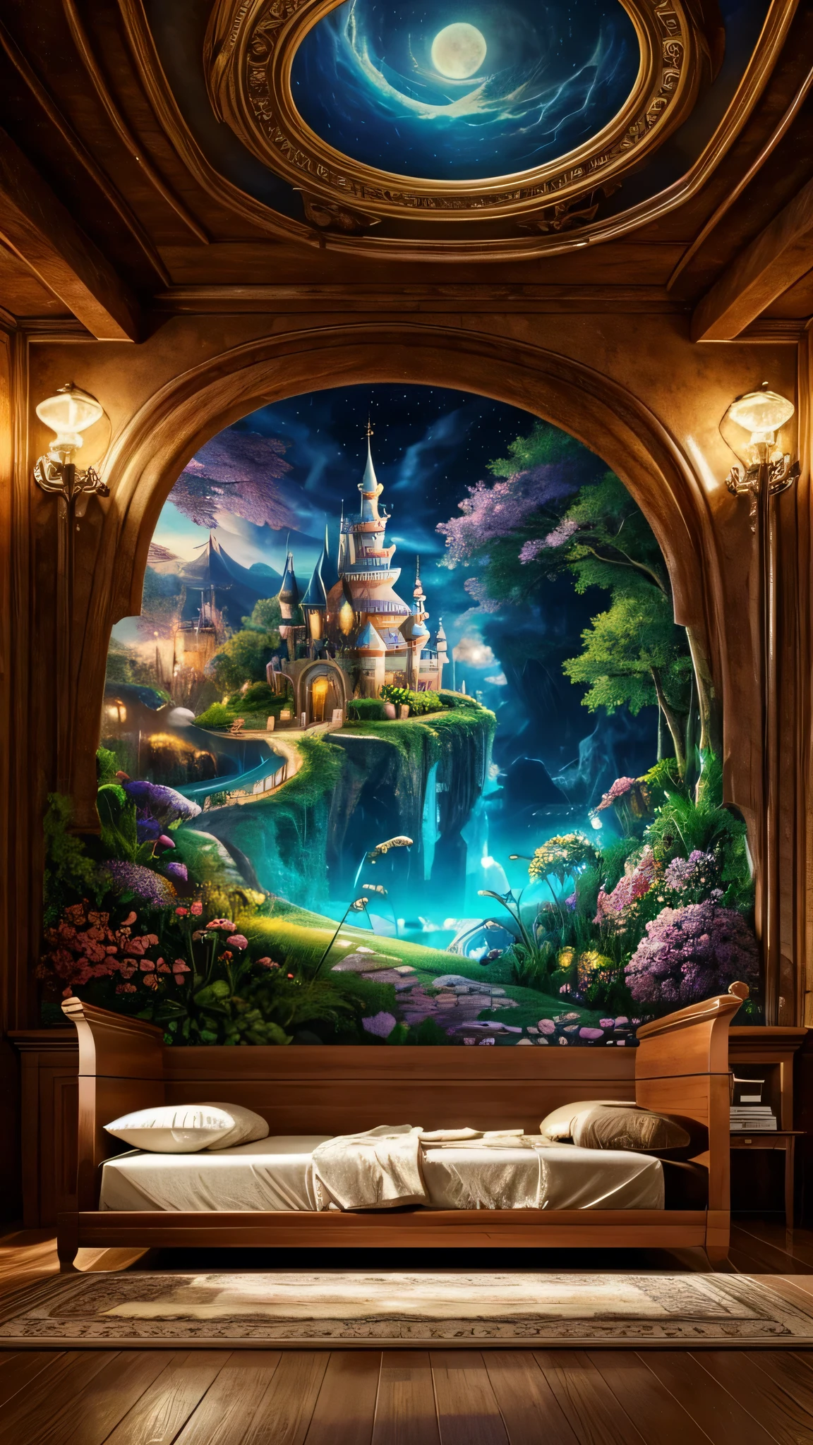 High resolution, ​masterpiece, best quality, detailed, unimaginable bedroom, new ideas, never seen anything comparable, not of this world, dreamland, fairyland