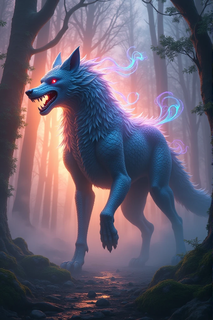 ((best quality)),((masterpiece)),(detailed:1.1),(realistic),werewolf,moonlit night,howling,wild creature,primal instincts,haunting melody,midnight forest,silver moonbeams,fierce expression,lupine silhouette,mystic atmosphere,ethereal glow,nature's symphony,shivers down the spine,
(dimly lit:1.3),Rim lighting,