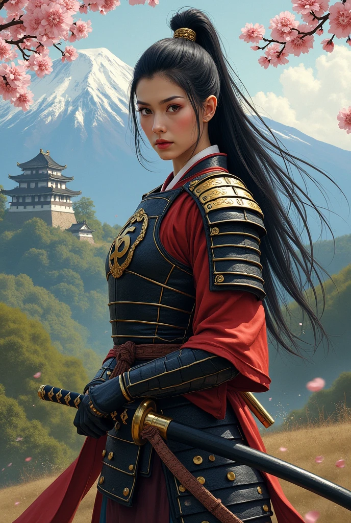Portrait of tomoe gozen natural man-made