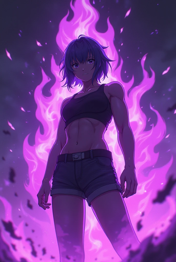 Badass anime with violet flames