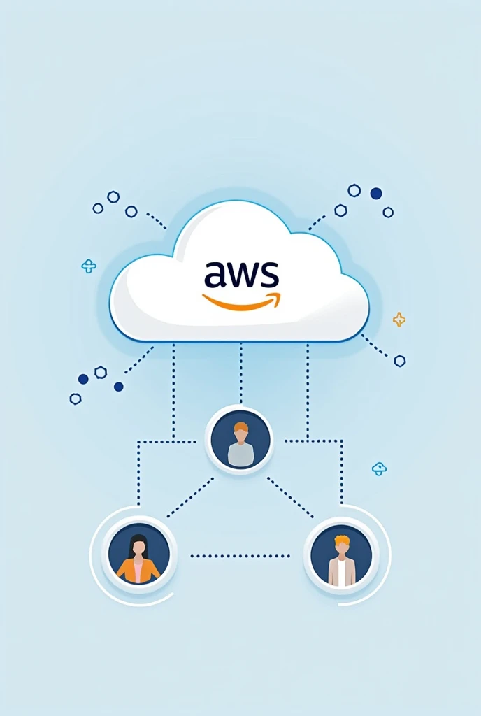 minimalist image: AWS cloud connecting supervisors, consumers and agents with amazon connect.