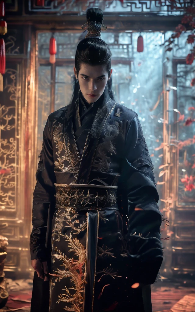 Ultra-high resolution，High-resolution details，reality，，Wearing embroidered Chinese clothing,（Dynamic Angle）,view,Practical,Luminescence, Xueer Embroidered Guard Uniform,Royal Guards， have, Solitary, Holding a sword, Black Hair, scar, Vague, scar on face, 1 female upper body，Solitary,Beautiful women,
