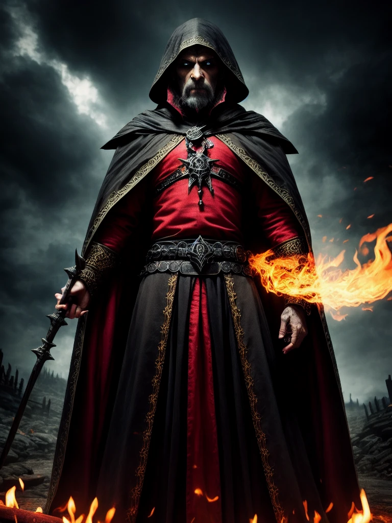 (extremely detailed 8k wallpaper),a medium shot photo of a fearful necromancer, Intricate, High Detail, dramatic