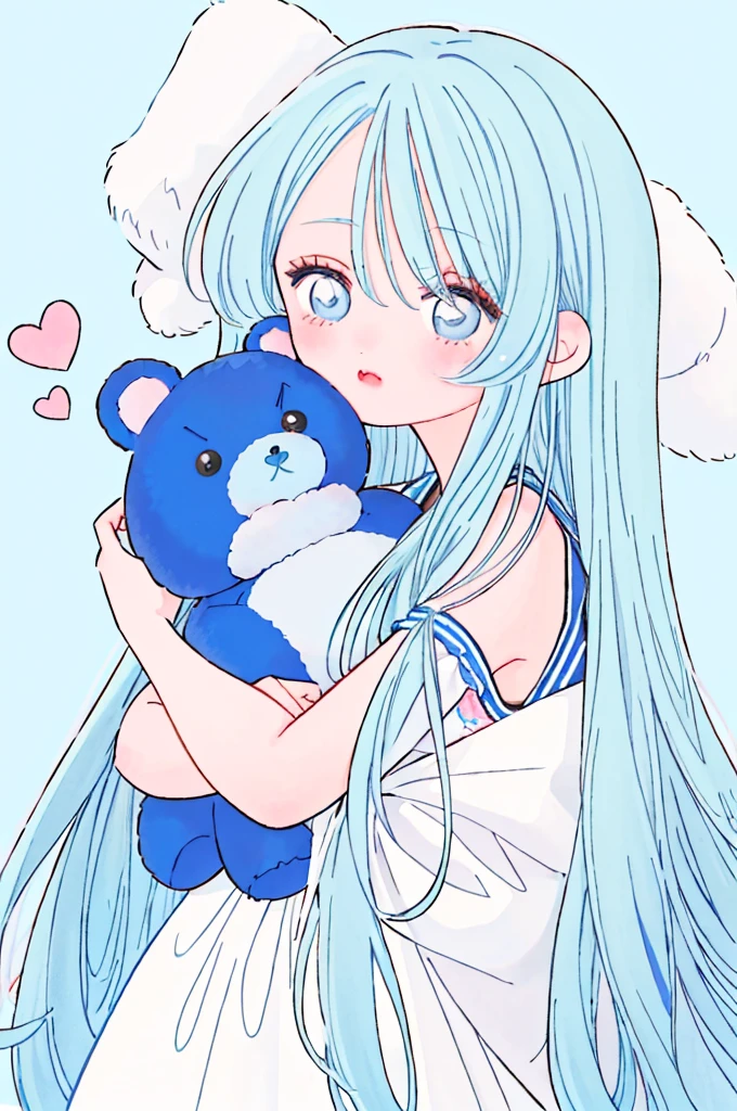 solo,, masterpiece, best quality, extremely detailed, (illustration, official art:1.1), 1 girl ,(((( light blue long hair)))), ,(((( light blue long hair)))),light blue hair, , long hair ((blush)) , cute face, big eyes, (best quality, masterpiece, highres), Long-haired anime girl holding teddy bear in her arms, Cute anime girl, Anime Girl with Long Hair, Cute Anime, Anime visuals of cute girls, Beautiful anime girl, an anime girl, young anime girl, soft anime illustration, Anime Girl, cute anime style, portrait of cute anime girlbabes, pretty anime girl, (Anime Girl), cute kawaii girl