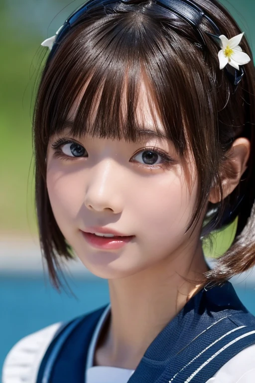 ((masterpiece, Highest quality, High resolution)), 1 Japanese girl, (Realistic: 1.4), Great face, 15 years old, Glossy lips、Twin tails、short hair, (Beautiful Hair:1.5),Sailor suit、See through、School classroom, Side angle, Highly detailed CG composite 8K wallpaper, High resolutionのRAWカラー写真, Professional photography, Light, BackLight, dream-like, impressive, Written boundary depth, (Face close-up:1.5)