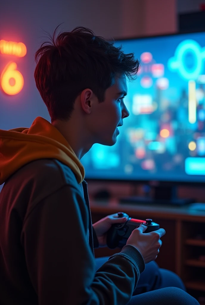 boy play videogame