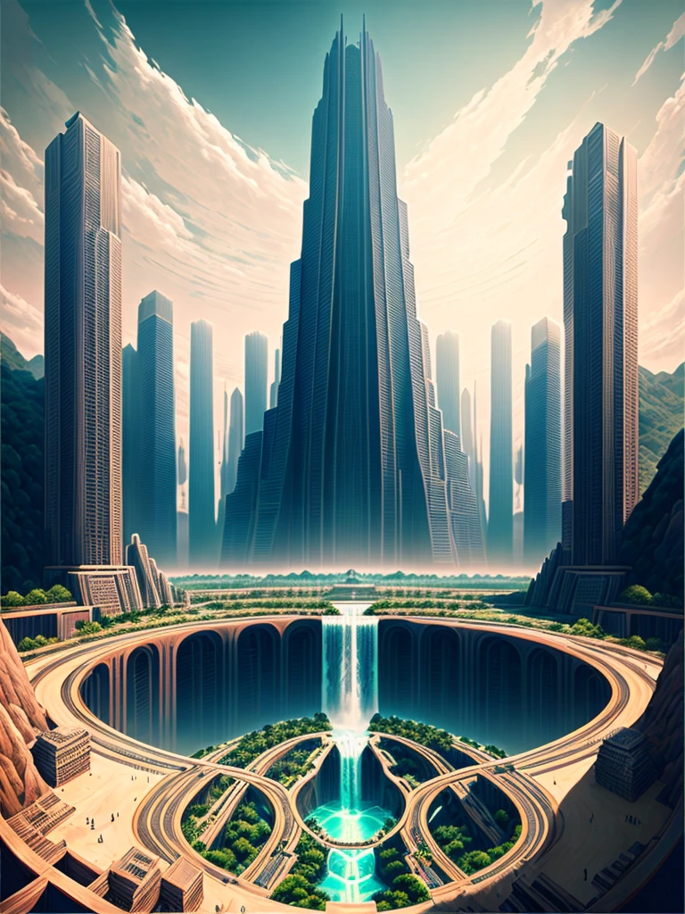 Best Quality,8k,Huge underground city,Underground Labyrinth,SF,Anime Art,mysterious,universe,Skyscrapers,Super huge structure,There is a huge torii,Multidimensional,A world beyond imagination,High Dimension,Fantasy,future,Different space,Nature,romantic,Huge waterfall,universe,A world beyond imagination,Dream world,New World,Huge river,masterpiece,最高masterpiece,perfection,