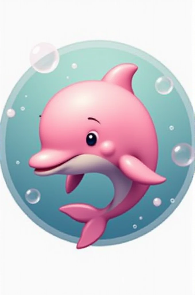 Circular photo of a docile pink dolphin,It says "Pink Team"