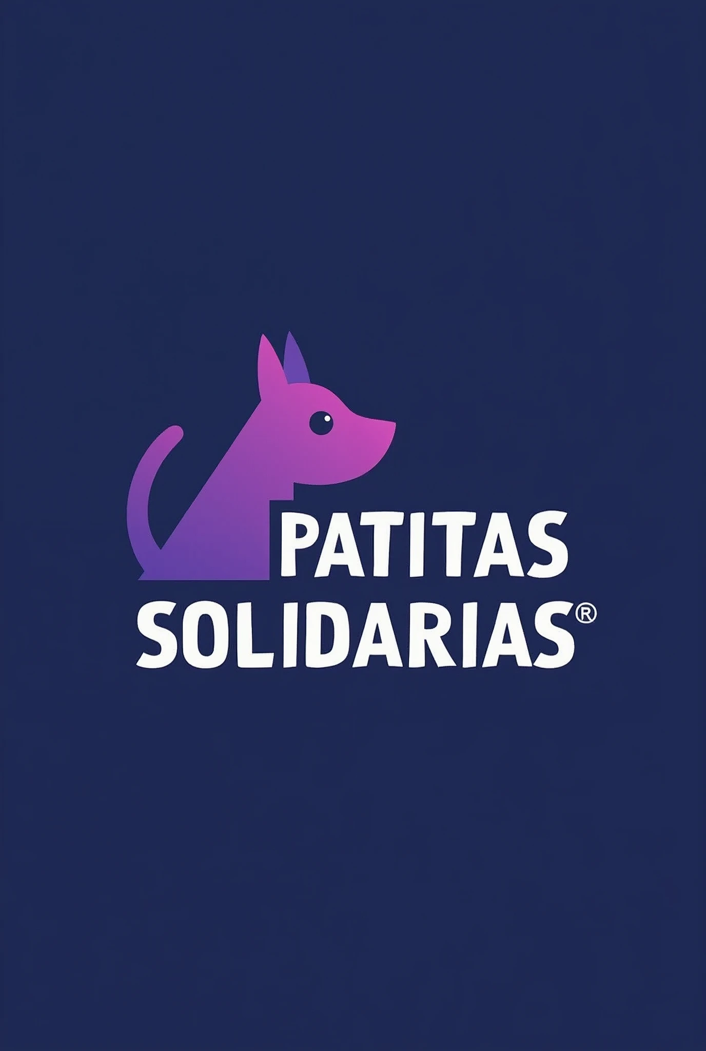 Make a logo with the name Patitas Solidarias, which is an NGO that takes care of several domestic and wild animals, in dark blue and purple. 