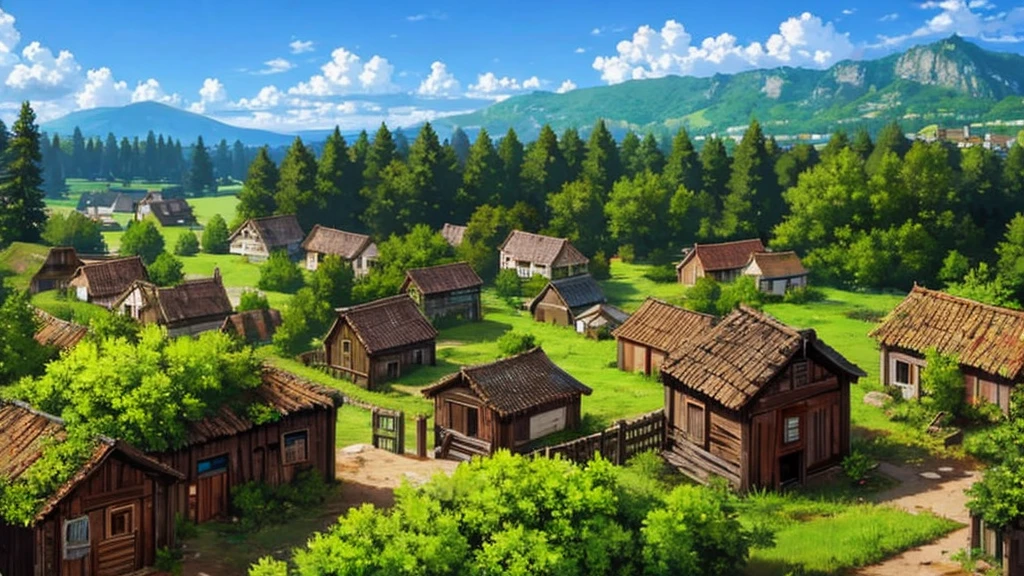 Old ruined wooden village