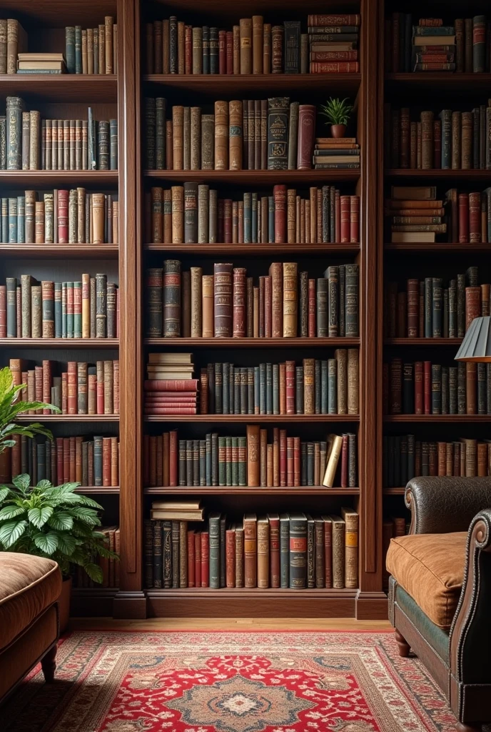 I want hd background with book rack with full of books. With carpet floor.