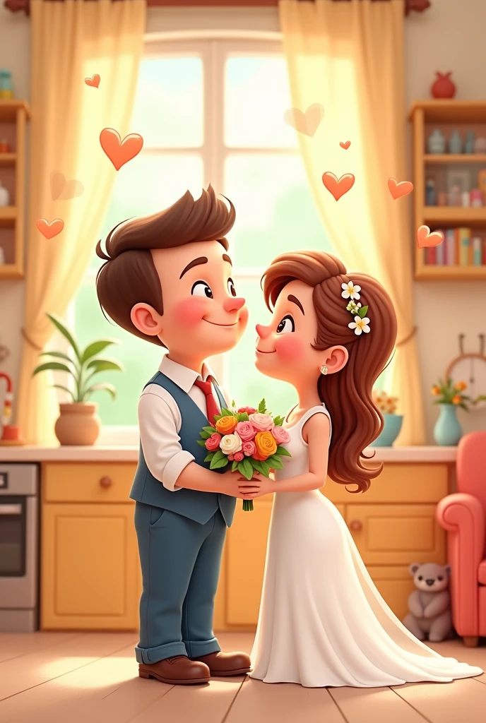 Cartoon hasband and new wife