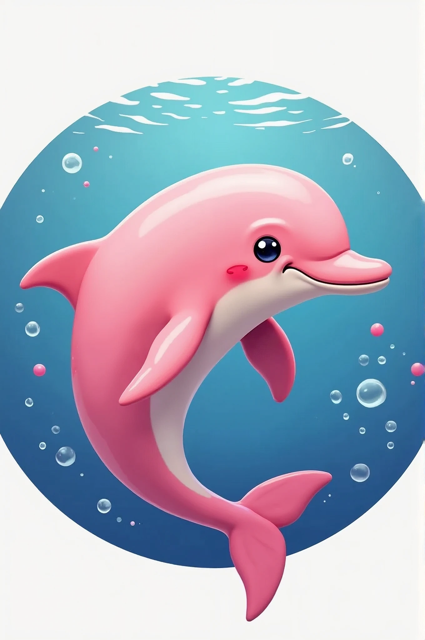 Circular photo of a docile pink dolphin，It says "Pink Team"