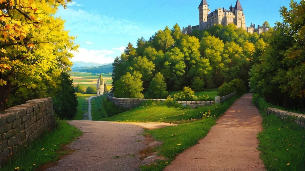 Country road to the old castle