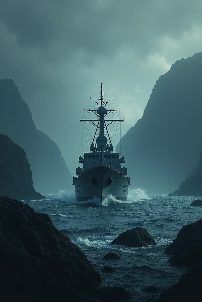 A poster for Andaman expedition with dark exploration aesthetic, make it minimalistic
Remove the man maybe add a warship, with island exploration more realistic less animated more realistic, intense