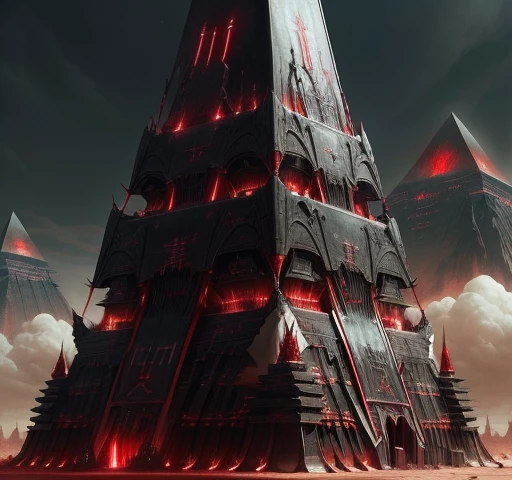 吸Blood鬼科技, Science Fiction,吸Blood鬼的,Blood,
desert, Black pyramid \(structure\),The sky is decorated with emerald red,